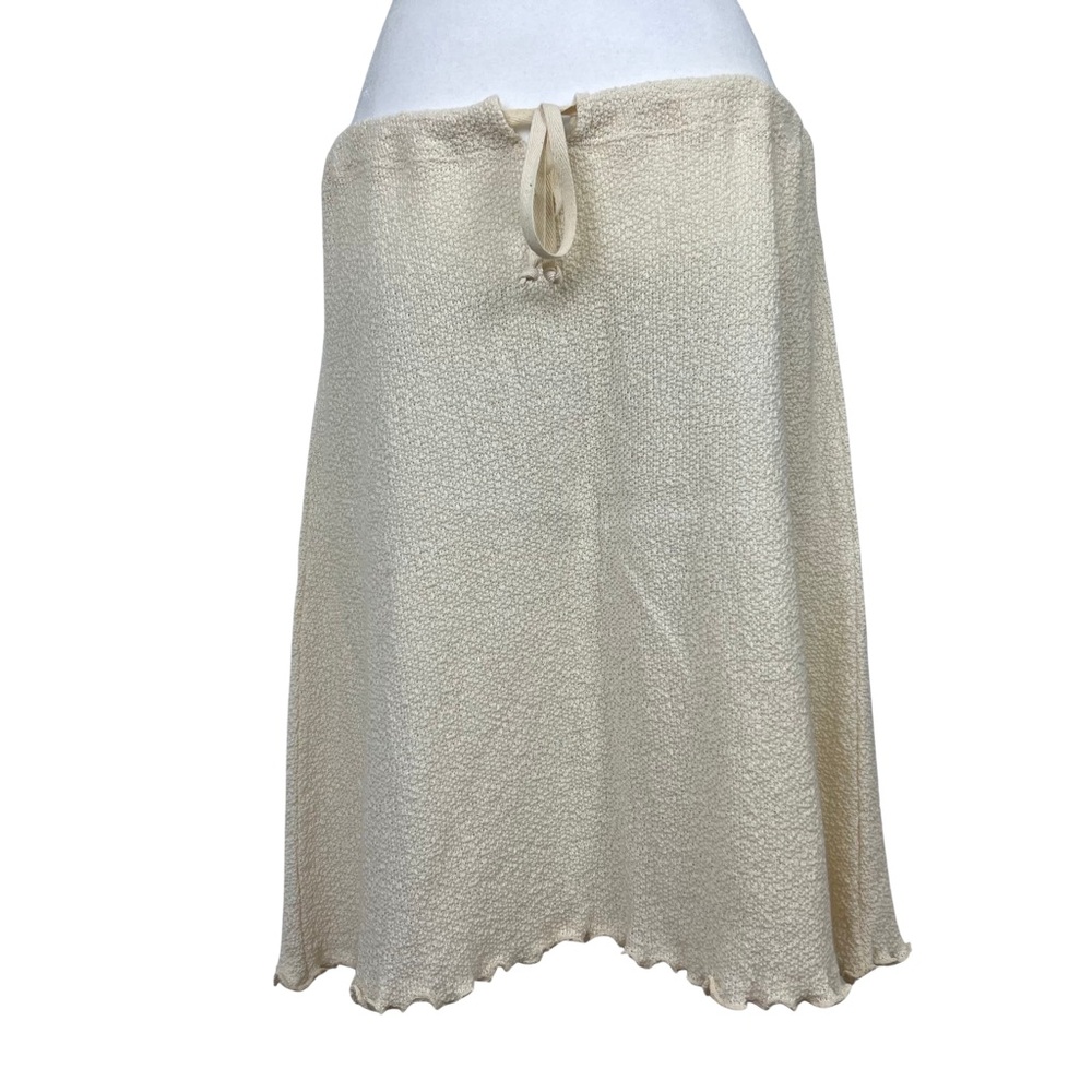Lamesa NWT Cream/Ivory Skirt Peru 100% Cotton Drawstring Hand Crocheted Large